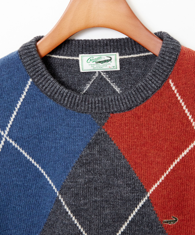 ウールブレンド アーガイル柄 ニット【手洗いOK】