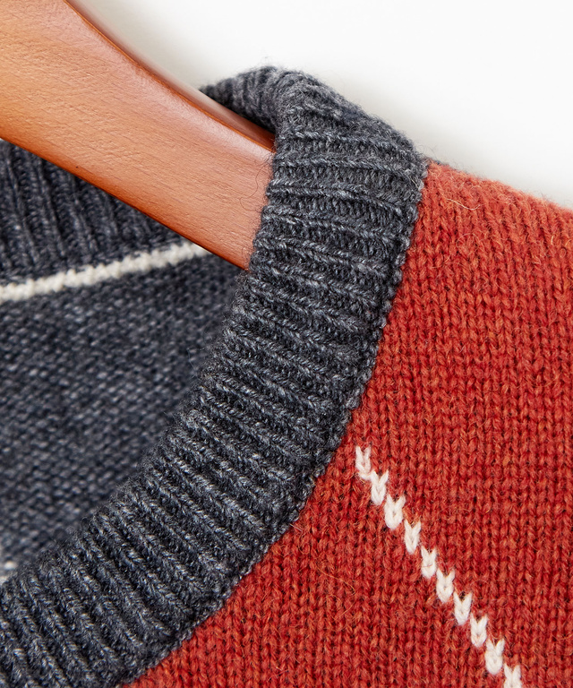 ウールブレンド アーガイル柄 ニット【手洗いOK】