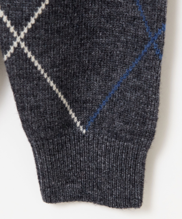 ウールブレンド アーガイル柄 ニット【手洗いOK】