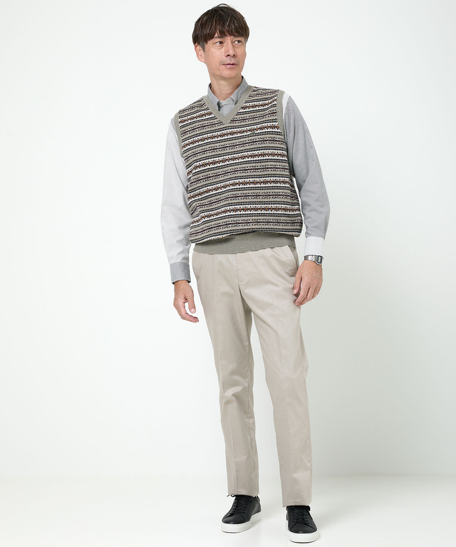 フェアアイル柄 Vネック ベスト【手洗いOK】