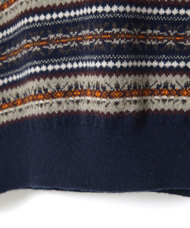 フェアアイル柄 Vネック ベスト【手洗いOK】