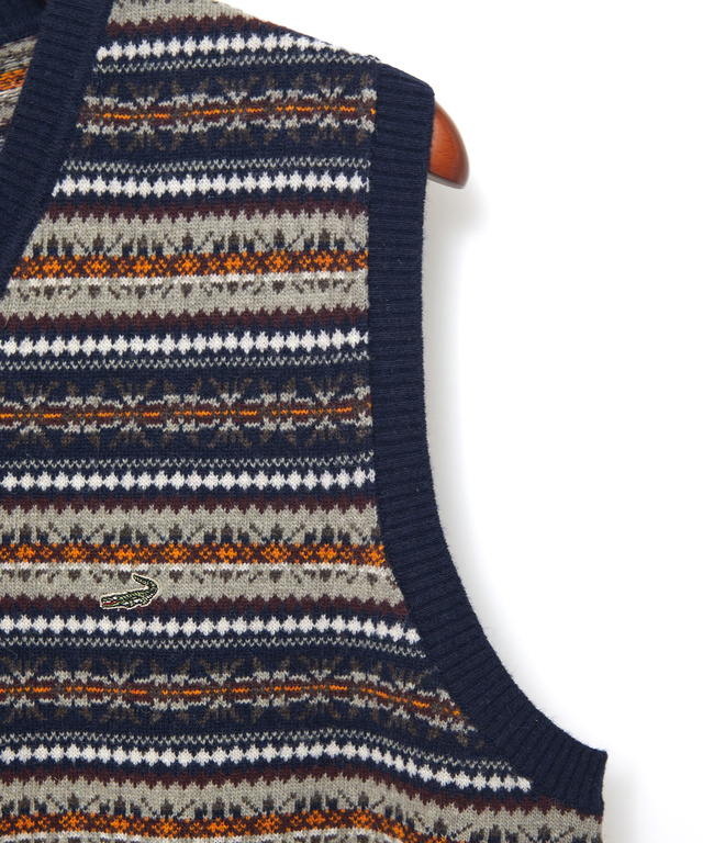 フェアアイル柄 Vネック ベスト【手洗いOK】