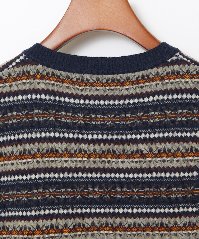 フェアアイル柄 Vネック ベスト【手洗いOK】