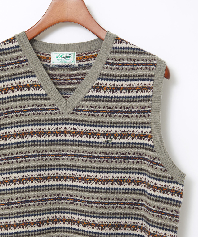 フェアアイル柄 Vネック ベスト【手洗いOK】