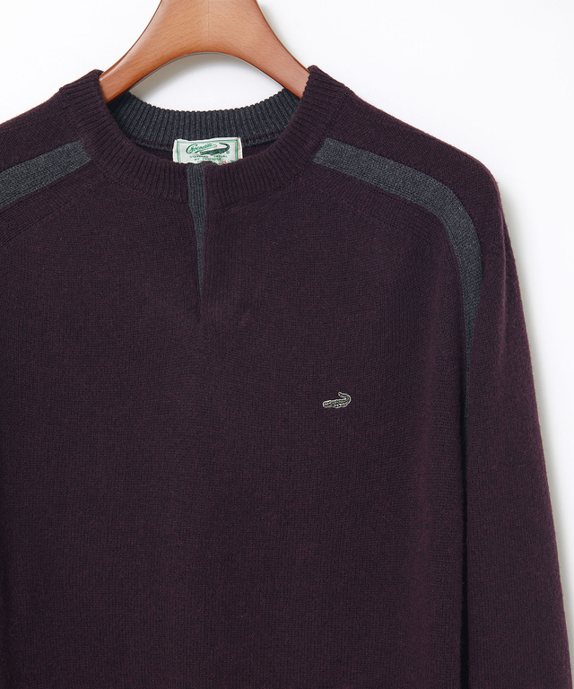 ウールブレンド ヘンリーネック ニット【手洗いOK】