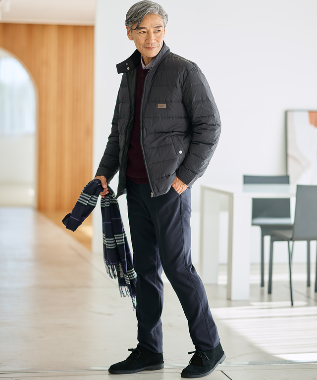 ウールブレンド ヘンリーネック ニット【手洗いOK】