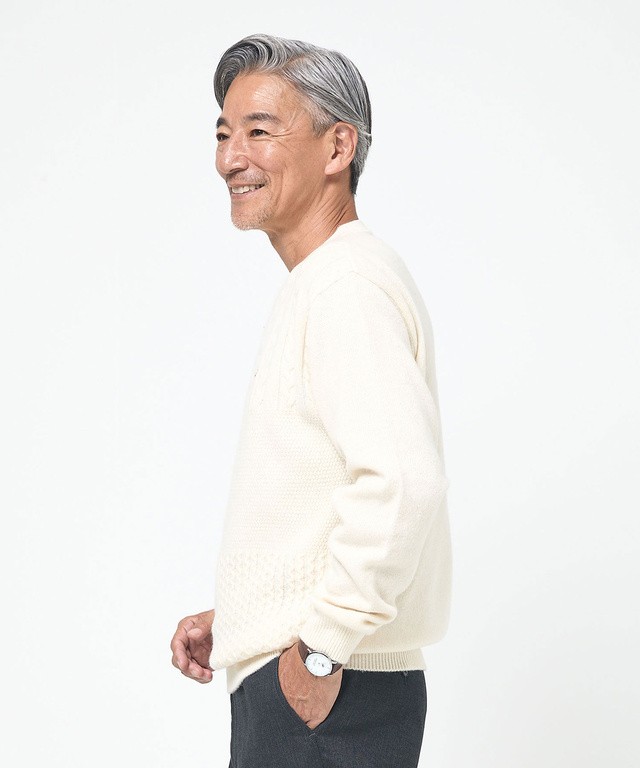 ラムウール マルチパターン ニット