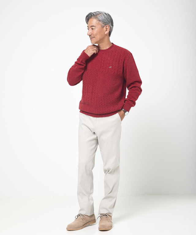 ラムウール マルチパターン ニット