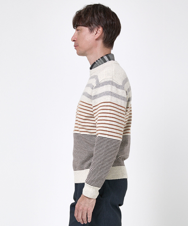 ウールブレンド ボーダー柄 ニット【手洗いOK】