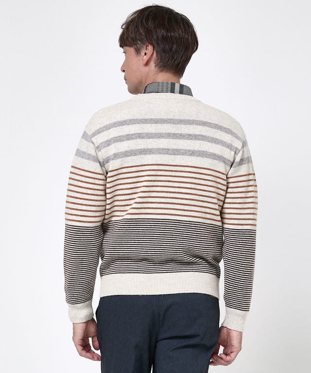 ウールブレンド ボーダー柄 ニット【手洗いOK】
