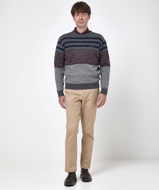 ウールブレンド ボーダー柄 ニット【手洗いOK】