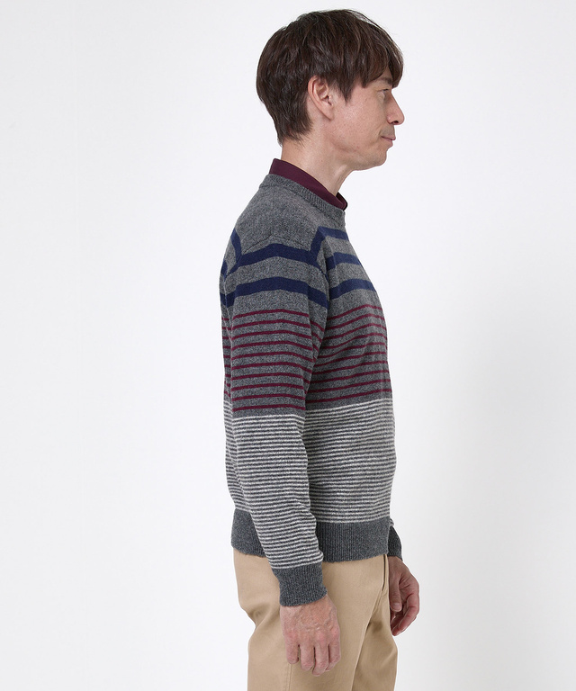 ウールブレンド ボーダー柄 ニット【手洗いOK】