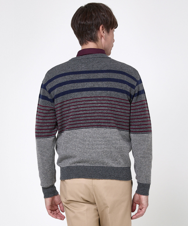 ウールブレンド ボーダー柄 ニット【手洗いOK】