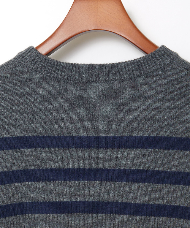 ウールブレンド ボーダー柄 ニット【手洗いOK】