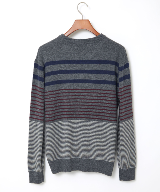 ウールブレンド ボーダー柄 ニット【手洗いOK】