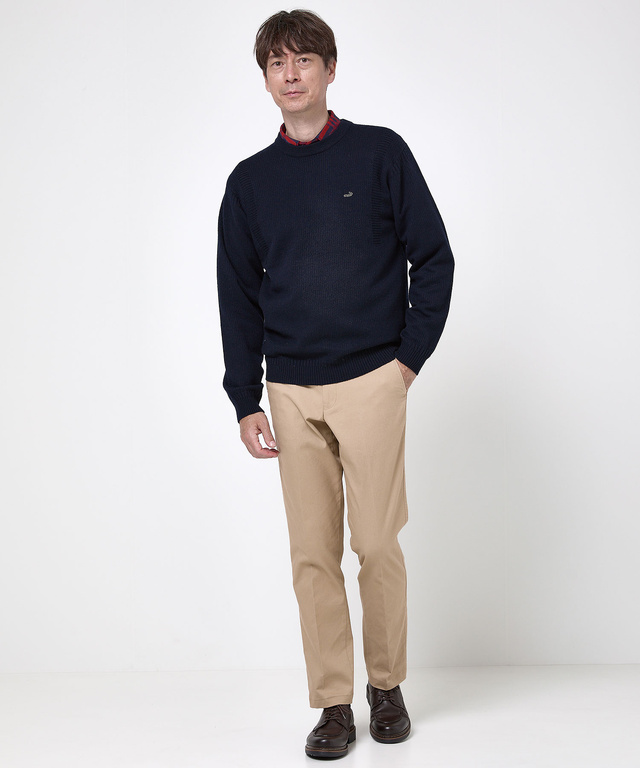 ウールブレンド ガンジー ニット【手洗いOK】