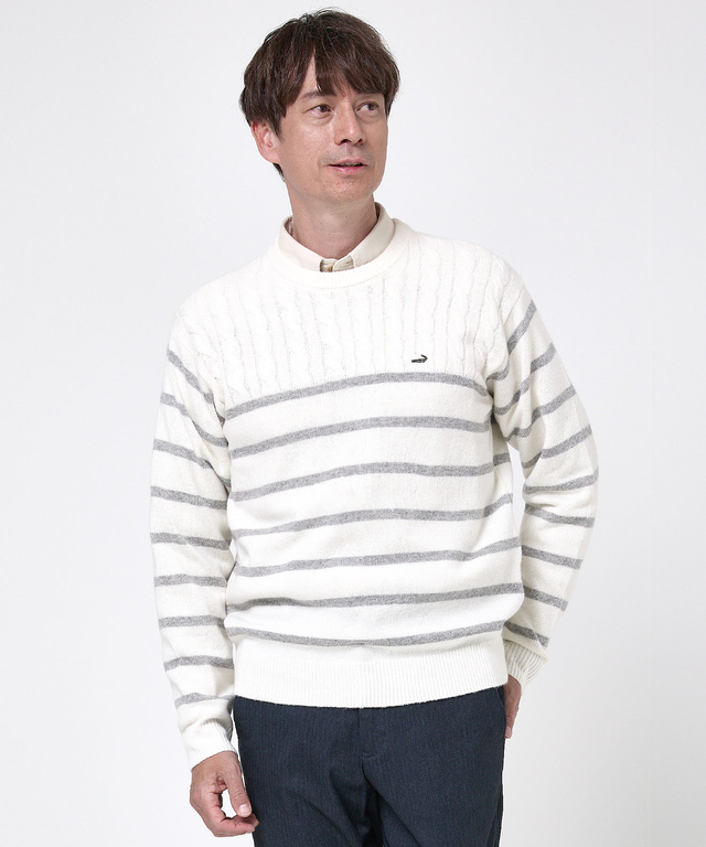 ウールブレンド 切り替え ニット【手洗いOK】