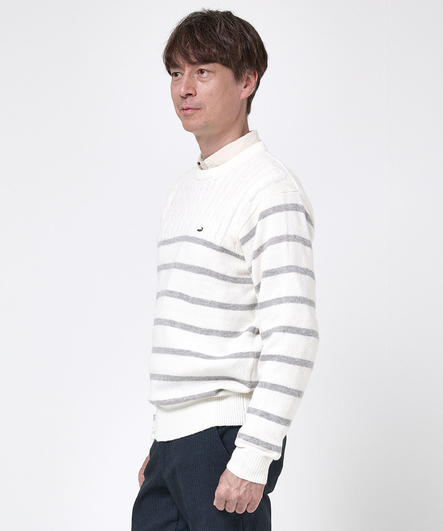 ウールブレンド 切り替え ニット【手洗いOK】