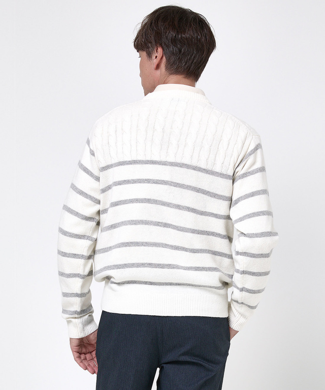 ウールブレンド 切り替え ニット【手洗いOK】