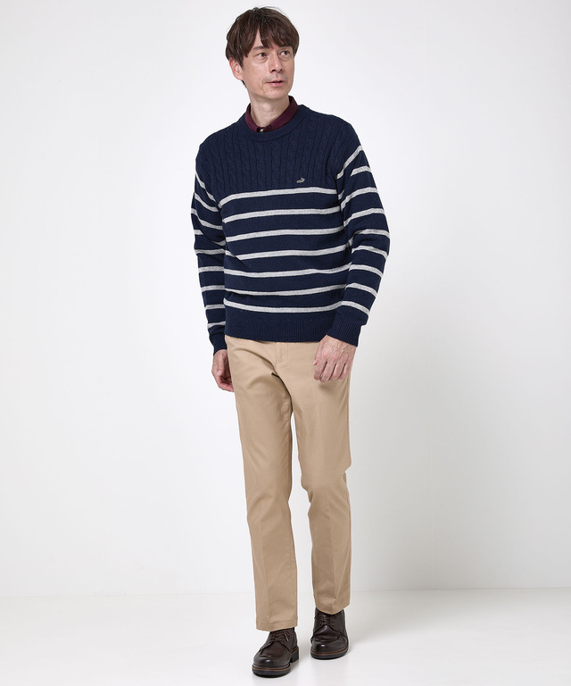 ウールブレンド 切り替え ニット【手洗いOK】