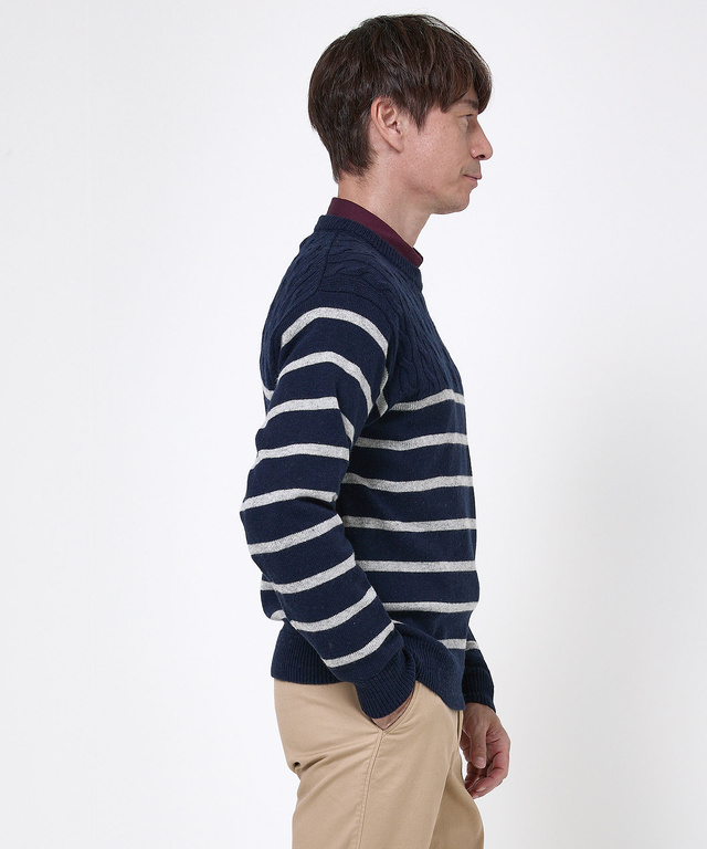 ウールブレンド 切り替え ニット【手洗いOK】