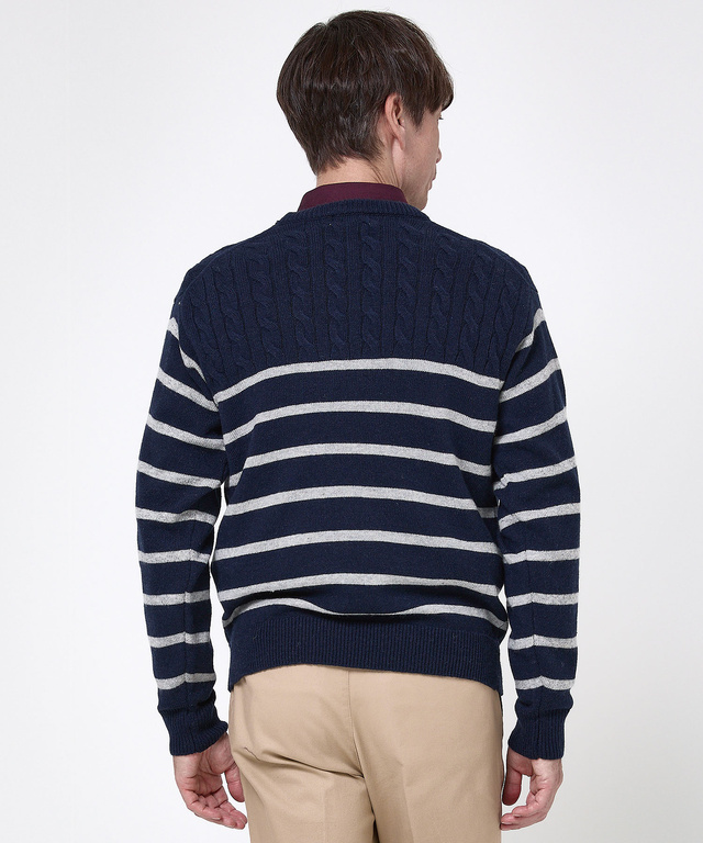 ウールブレンド 切り替え ニット【手洗いOK】