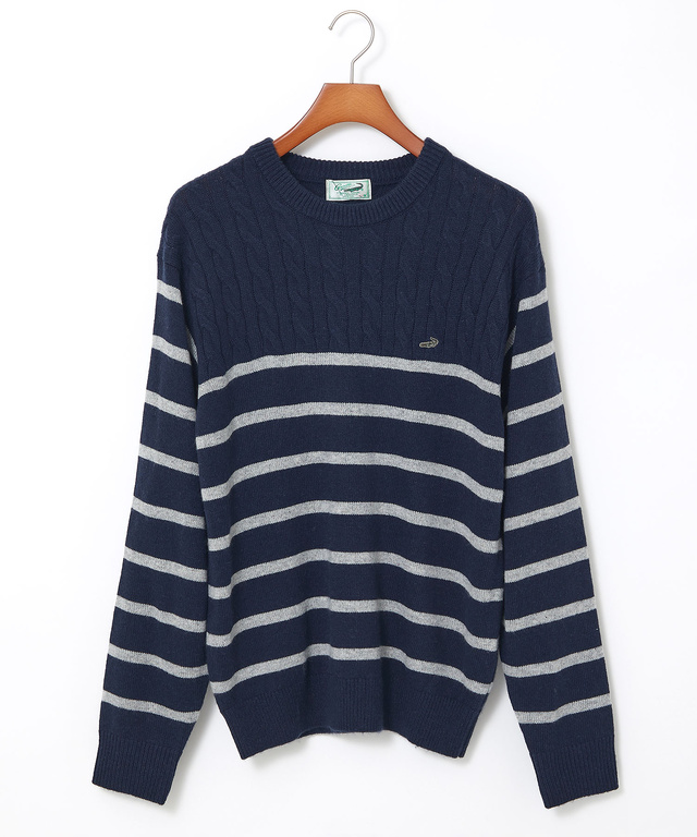 ウールブレンド 切り替え ニット【手洗いOK】