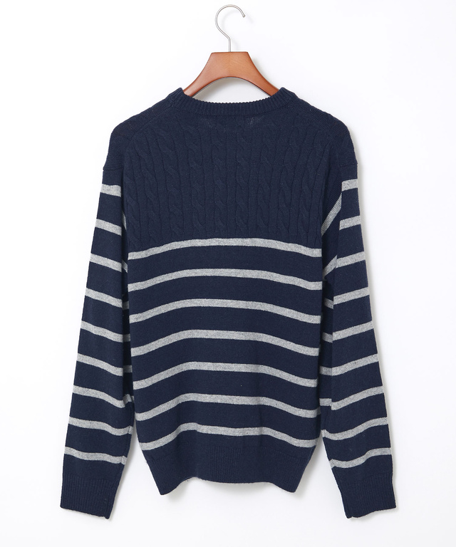 ウールブレンド 切り替え ニット【手洗いOK】