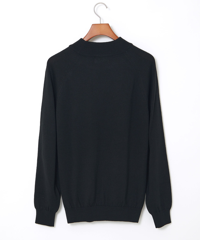 ウールブレンド ケーブル柄 モックネック ニット【手洗いOK】