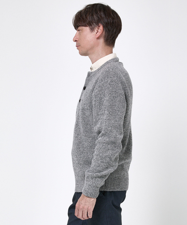 ウールブレンド ヘンリーネック ニット【手洗いOK】