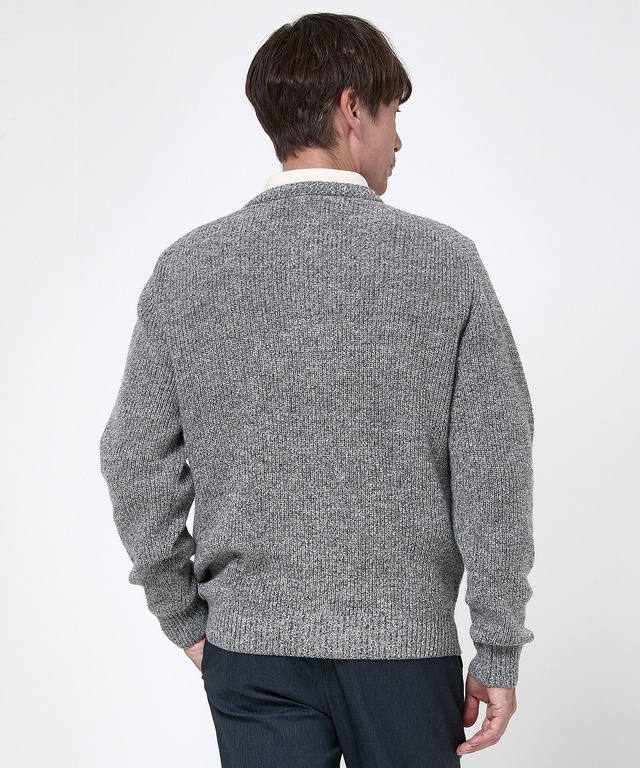 ウールブレンド ヘンリーネック ニット【手洗いOK】