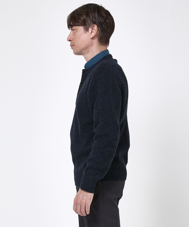 ウールブレンド ヘンリーネック ニット【手洗いOK】