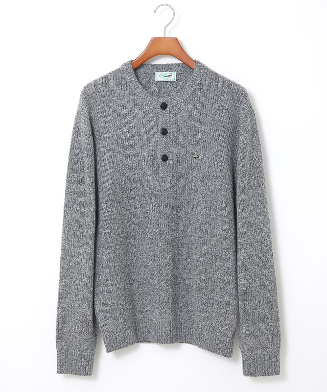 ウールブレンド ヘンリーネック ニット【手洗いOK】