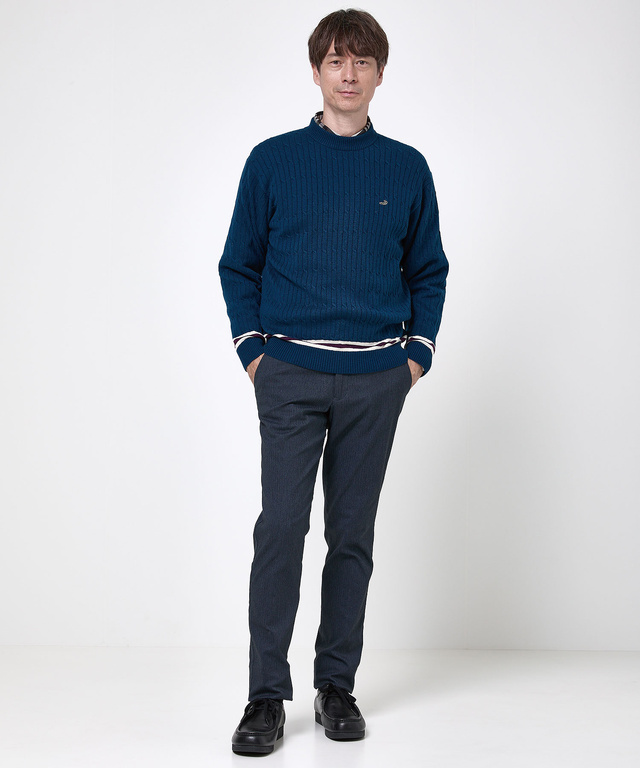 ウールブレンド ケーブル柄 ニット【手洗いOK】