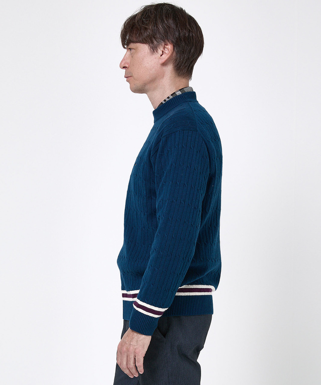 ウールブレンド ケーブル柄 ニット【手洗いOK】