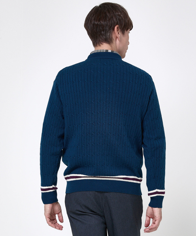 ウールブレンド ケーブル柄 ニット【手洗いOK】