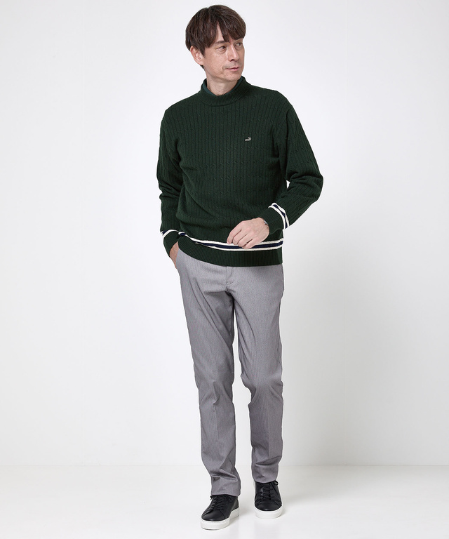 ウールブレンド ケーブル柄 ニット【手洗いOK】