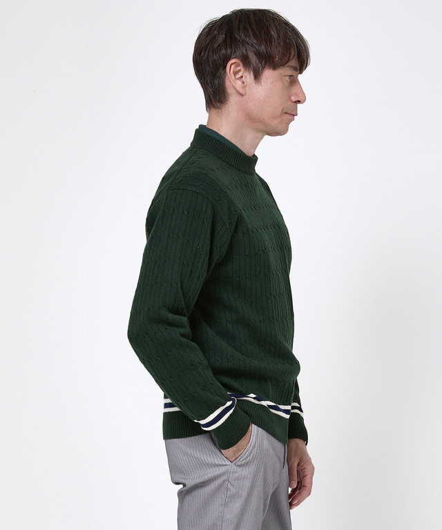 ウールブレンド ケーブル柄 ニット【手洗いOK】