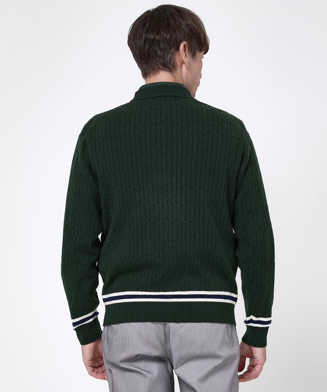 ウールブレンド ケーブル柄 ニット【手洗いOK】