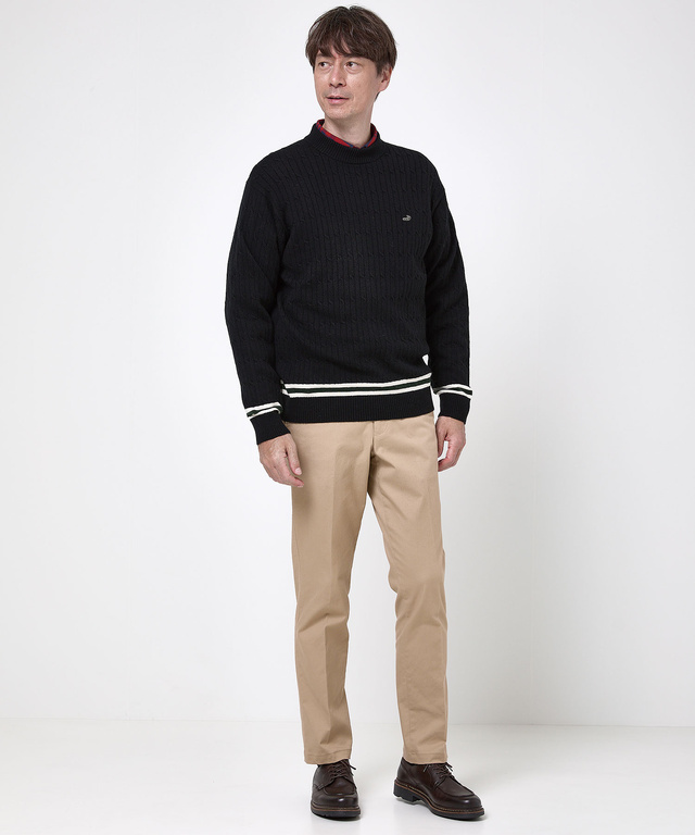 ウールブレンド ケーブル柄 ニット【手洗いOK】