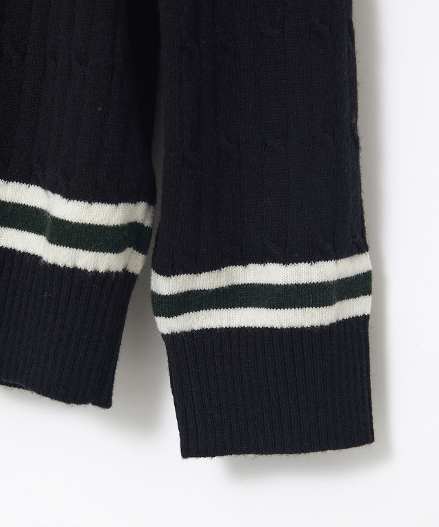 ウールブレンド ケーブル柄 ニット【手洗いOK】