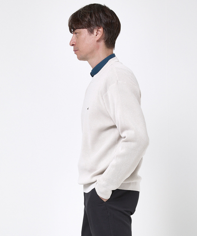 ウールブレンド リブ編み ニット【手洗いOK】