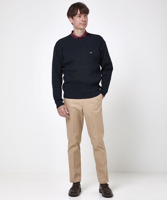 ウールブレンド リブ編み ニット【手洗いOK】