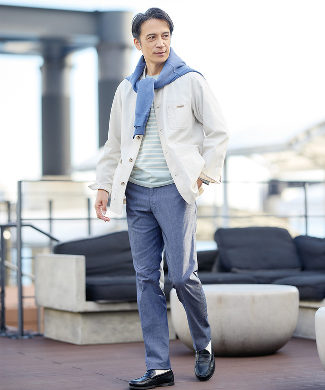 スタンドカラー スウェットライク カーディガン 【手洗いOK】