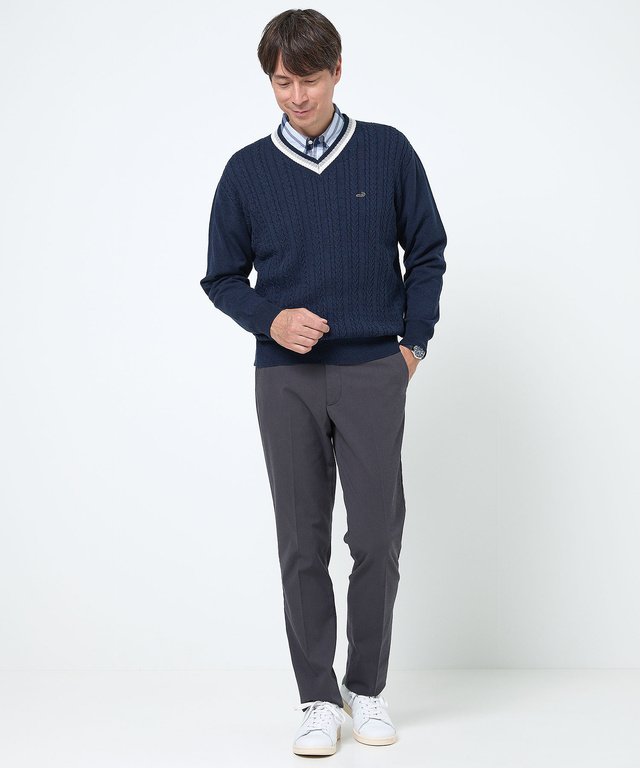 ケーブル柄 チルデン ニット【手洗いOK】