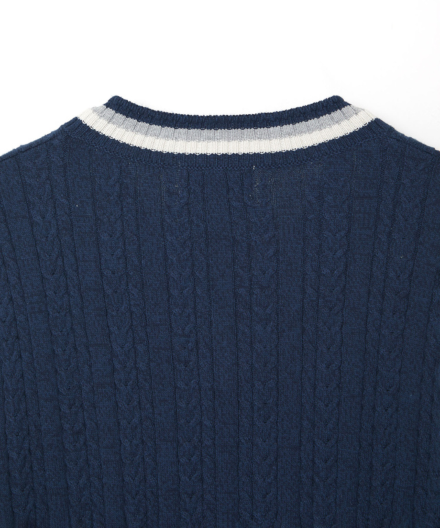ケーブル柄 チルデン ニット【手洗いOK】