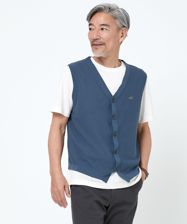 鹿の子 Vネック ベスト【手洗いOK】