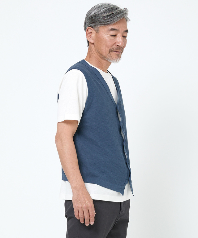 鹿の子 Vネック ベスト【手洗いOK】