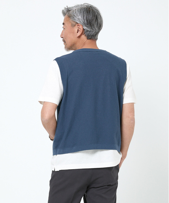 鹿の子 Vネック ベスト【手洗いOK】