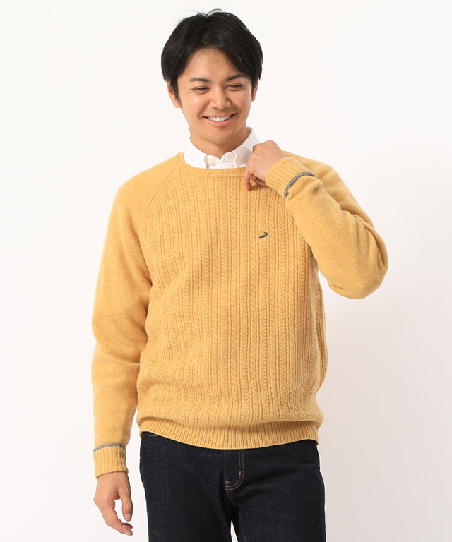 ケーブルクルーニット